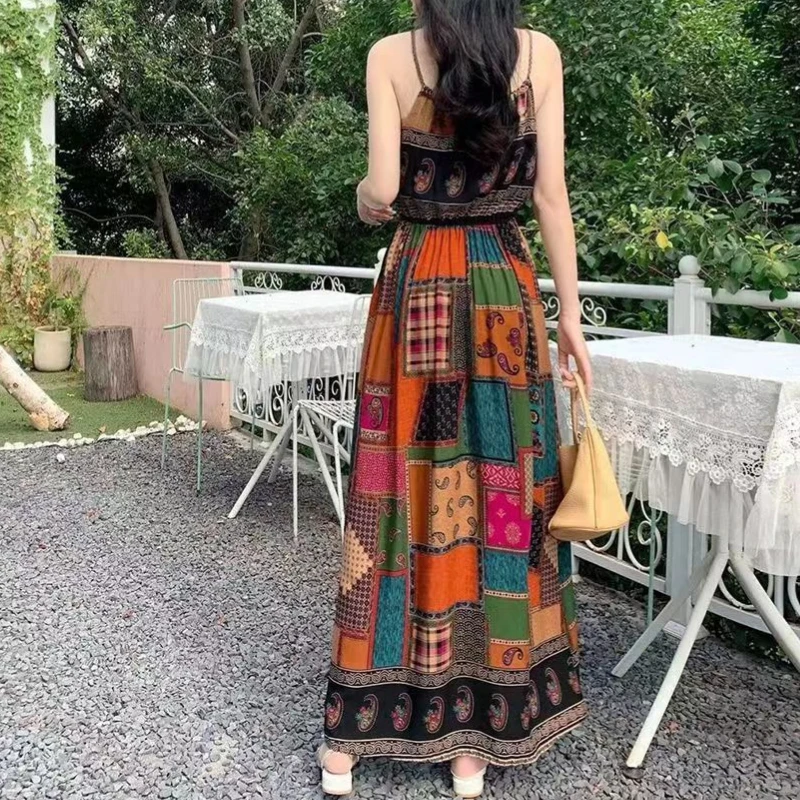 Mulheres maxi vestido casual vintage étnico vestido smmer bohe sexy estilingue vestidos moda streetwear roupas femininas elegante ropa mujer
