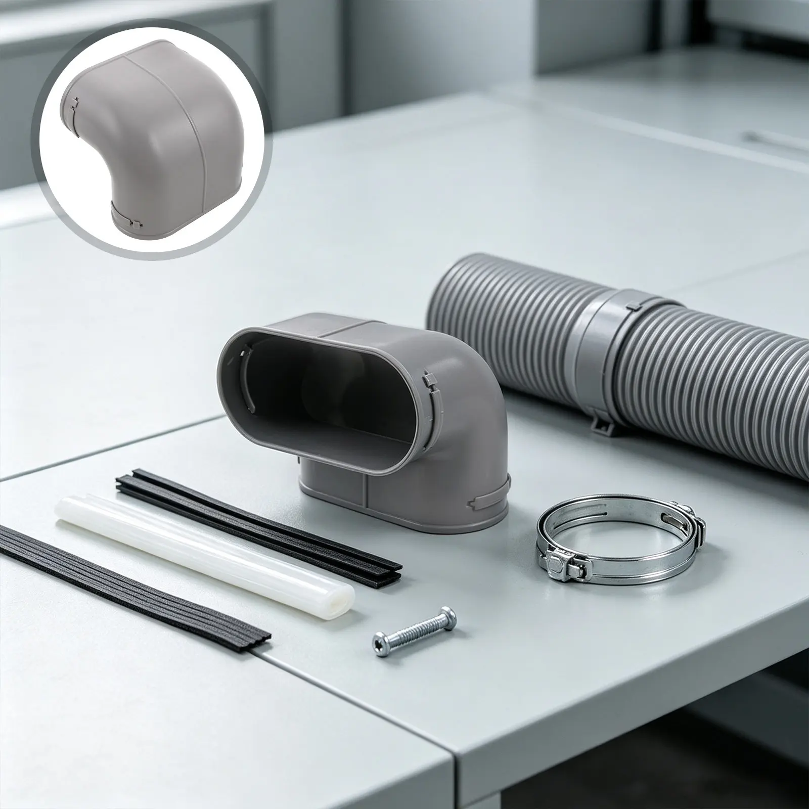 Pe Flat Oval Duct Elbow 90 Degree Vertical Bend Ventilation Pipe Fitting for Whole Fresh Air System Floor Ducting Smooth