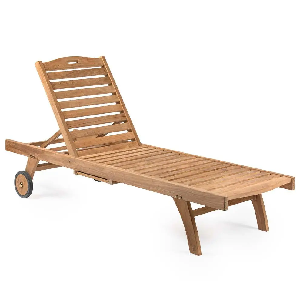 Ash & Ember Hawthorne Grade A Teak Reclining Lounge Chair, Four Adjustable Backrest Positions, Pull-Out Tray,, Customized