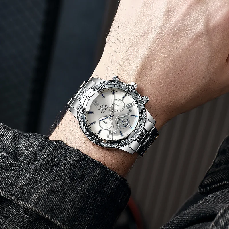 Men's business bar scale dial steel band Watch Quartz Watch