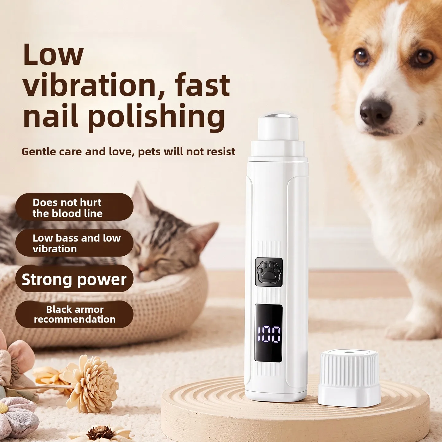 Pet Electric Nail Grinder,Equipped With LED Display， Cat And Dog Grooming And Cleaning
