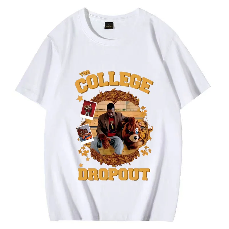 Vintage Kanye West College Dropout T Shirt Men Women Hot sale streetwear Oversized Short Sleeve T-shirt 100% Cotton Unisex Tee