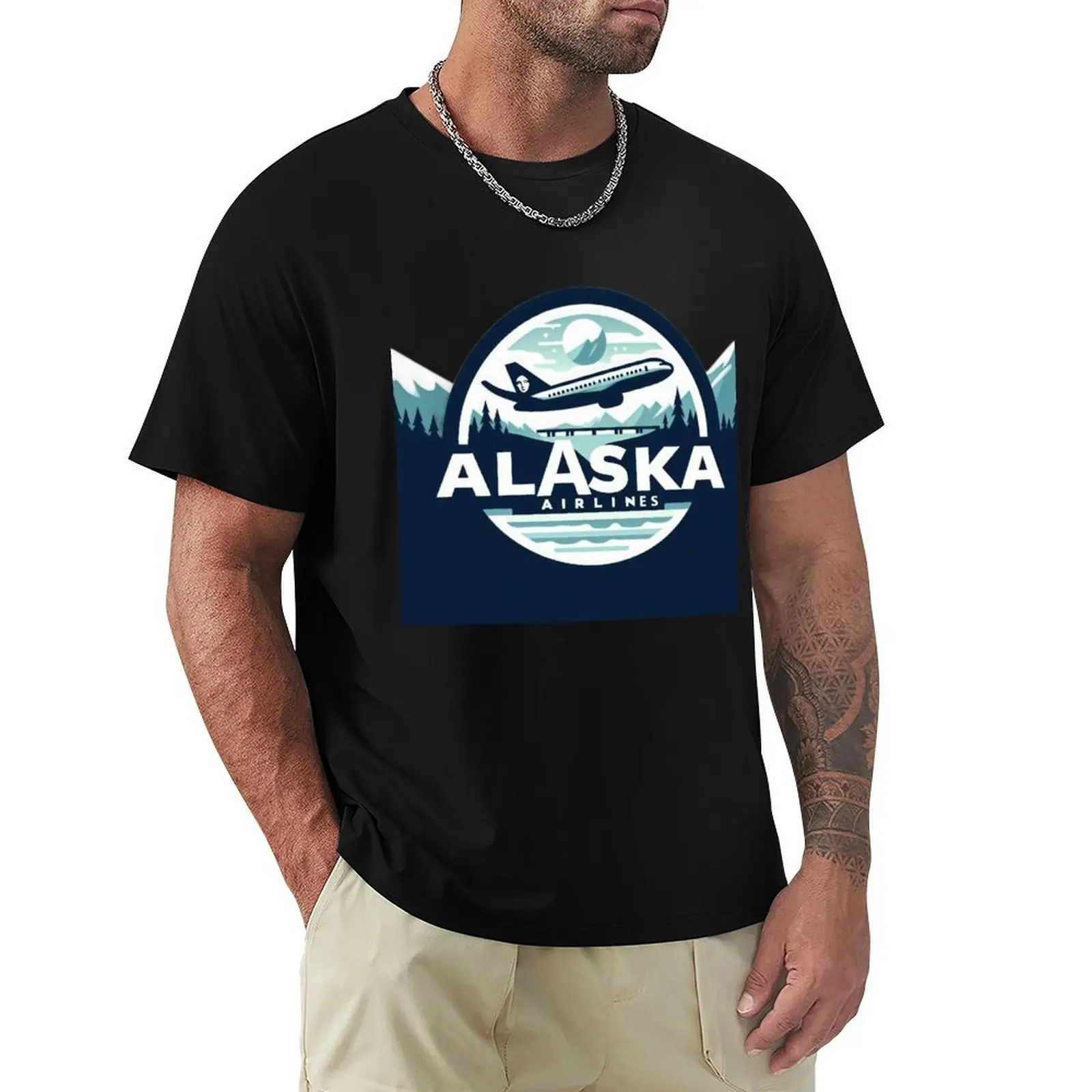 Alaska airlines Emblem aircraft Alaska T-Shirt Durable Work Wear T-Shirt