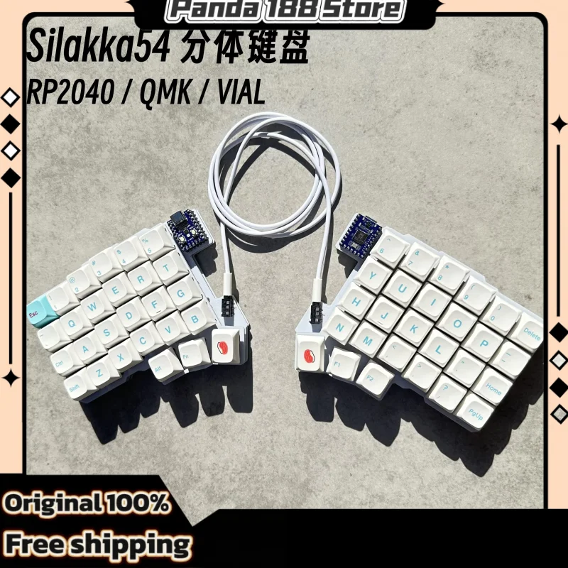 Silakka54 Split Keyboard Kit Vial/Qmk Wired Custom Hotswap Ergonomic Gaming Left And Right Handed Mechanical Keyboard Accessorie