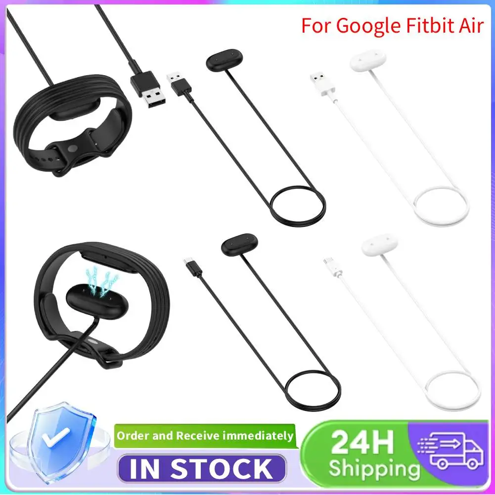 Travel Charging Dock for Fitbit Air Band Magnetic USB-A Type-C 1M ABS PVC Copper Core Fast Charge Cradle Portable Black