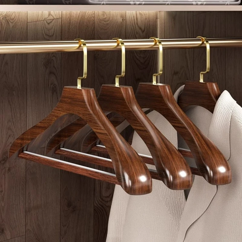 Oversized Solid Wood Hanger Non Slip Suit Holder with Broad Shoulder Hotel Villa Garment Rack Anti Wrinkle Coat Hanger for Home