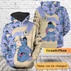 New Disney Eeyore Hoodie 3D Printed Fashion Street Casual Men's and Women's Children's Sports Pullover Hoodie