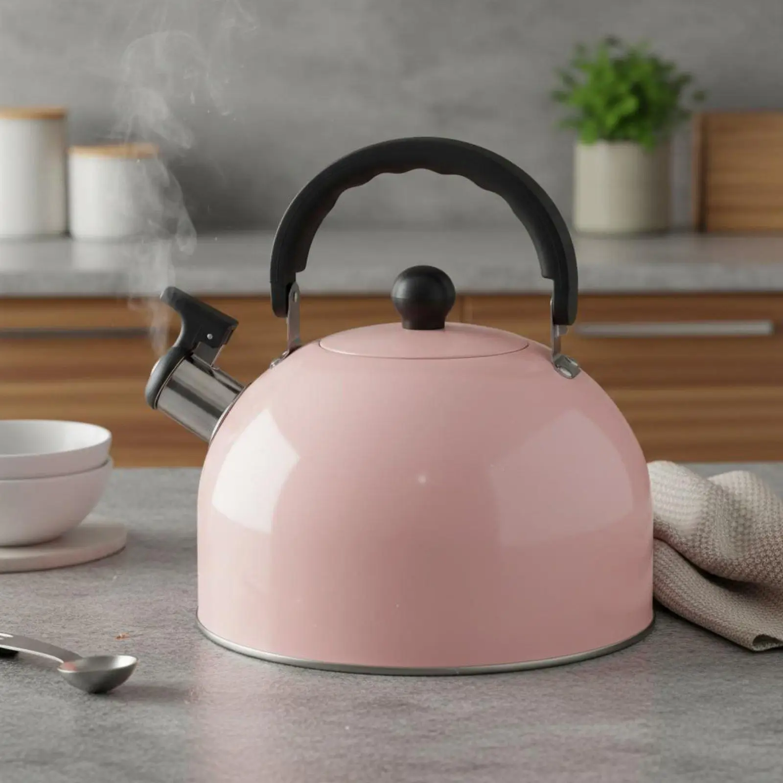 Food Grade Pink Whistling Kettle Stovetop 3L Rapid Boil Kettle for Home Coffee Tea and Hot Chocolate