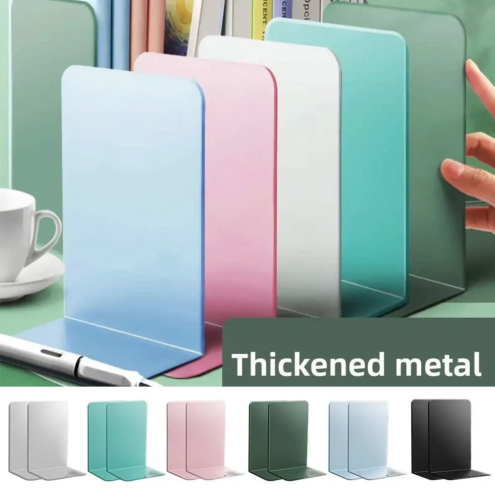 

2Pcs Set Candy Color Bookends Non-Slip Large Solid Color Desktop Book Stand Transparent Acrylic Sturdy Plastic PP Book Organizer