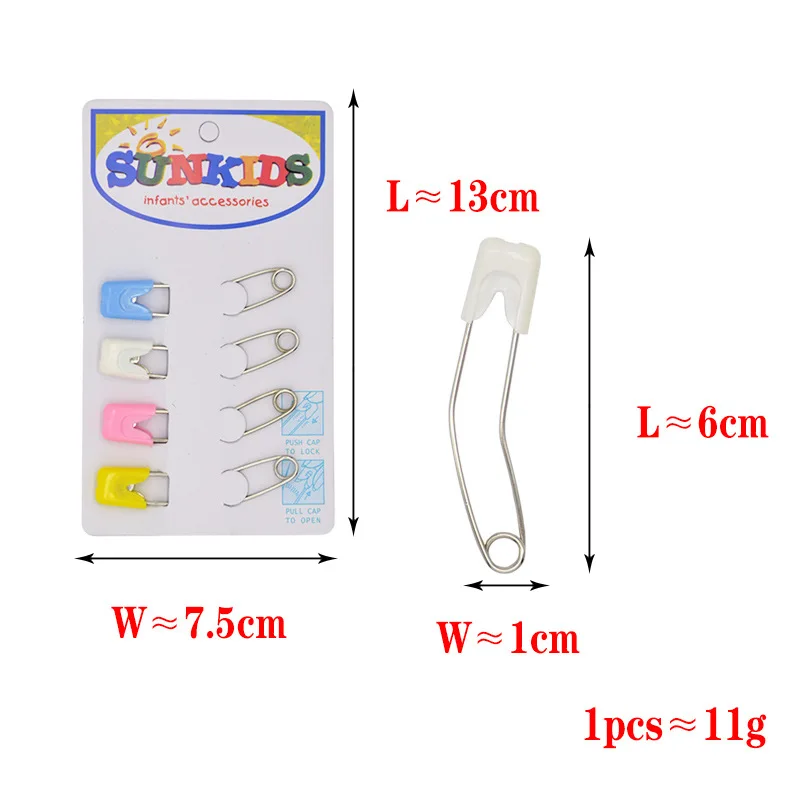 12Pcs Mixed Color Banana Type Kids Double Safety Pin DIY Hand Sewing Accessories