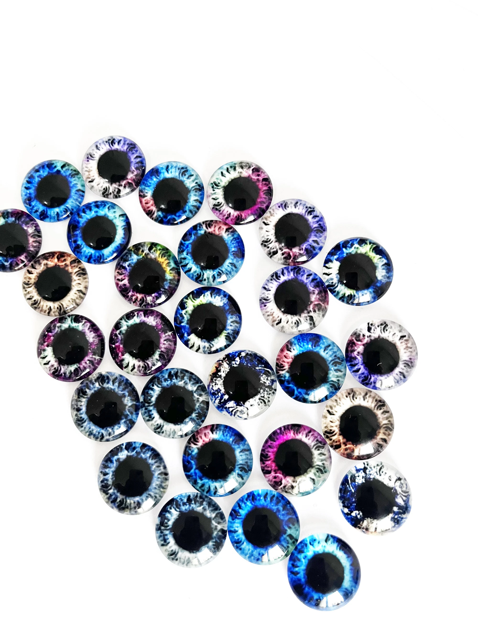 

10pairs/lot 8mmto 25mm mix color new animal pupil glass flat round toy eyes for diy findings ct1