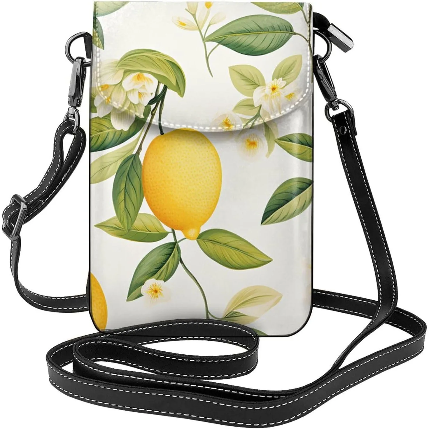 

Spring Vintage Lemon Crossbody Bag for Women PU Leather Small Travel Cell Phone Pouch Lightweight Mini Phone Purse
