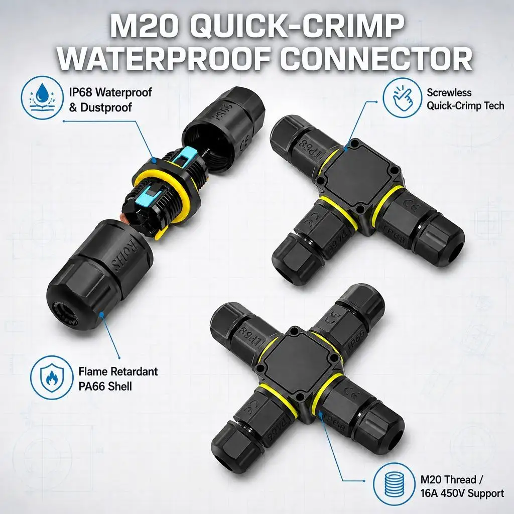 IP68 Cable Waterproof Joint Waterproof Connector 2/3/4-Way Branching Device T-Type Outdoor Rainproof Wiring Terminal LED Wiring