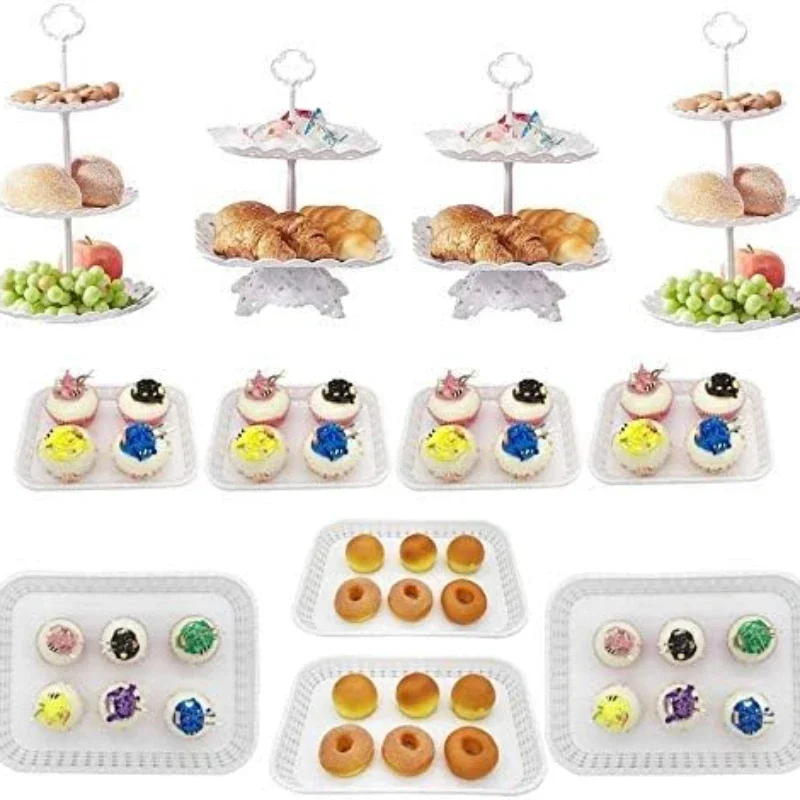 Cupcake Stands Plastic Dessert Stand Holder Serving Tray Fruit Plate for Wedding Birthday Party Fruits Desserts Candy Bar