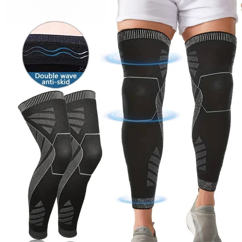 Extended Support Knitted Leg Sleeves Non Slip Compression Knee Protector for Basketball Running Cycling Sports