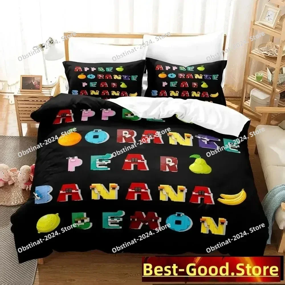 Cartoon Alphabet Lore A-Z 3D Printing Comforter Bedding Set,Duvet Cover Quilt Cover Pillowcase,King Queen Size Bedding Set Kid