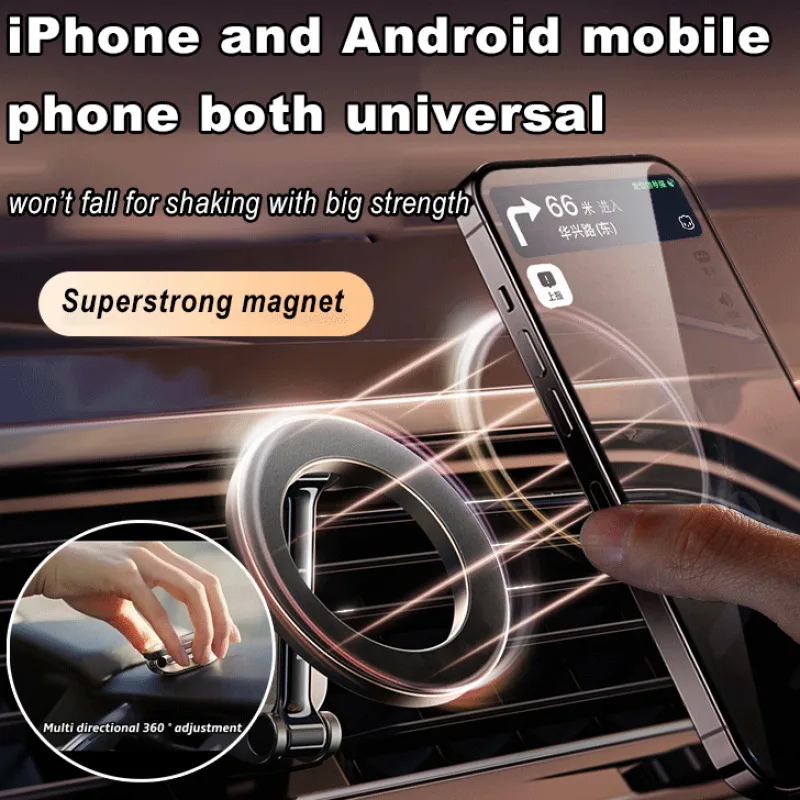 For Magsafe Stylish Magnetic Car Phone Holder 360° Rotating Smartphone Foldable Phone Bracket Mount For iPhone 12 13 14 Series