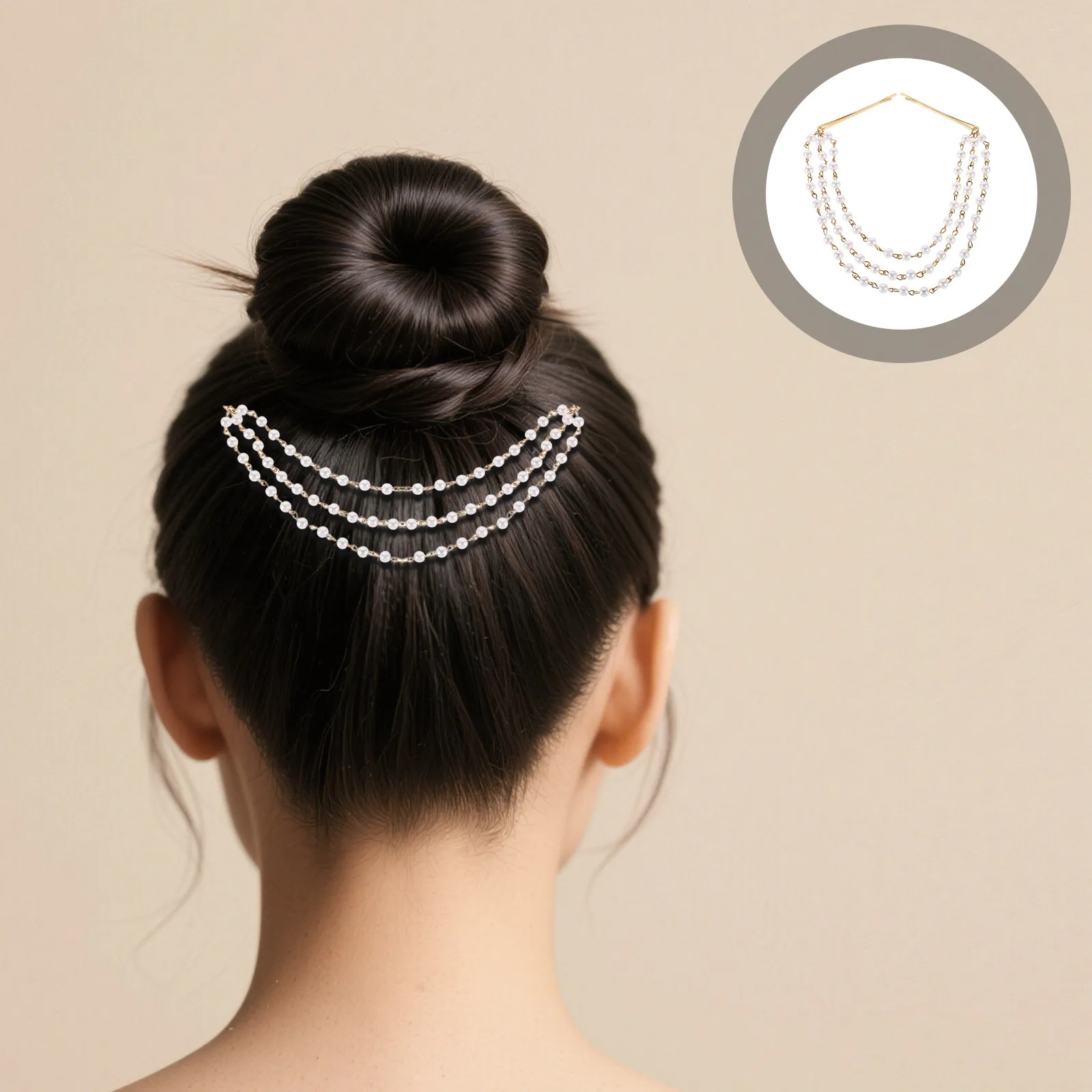 Pearl Tassel Hair Clip Multi-Layered Simulated Pearl Barrettes Elegant Bridal Wedding Hair Clamp Reception Photoshoot