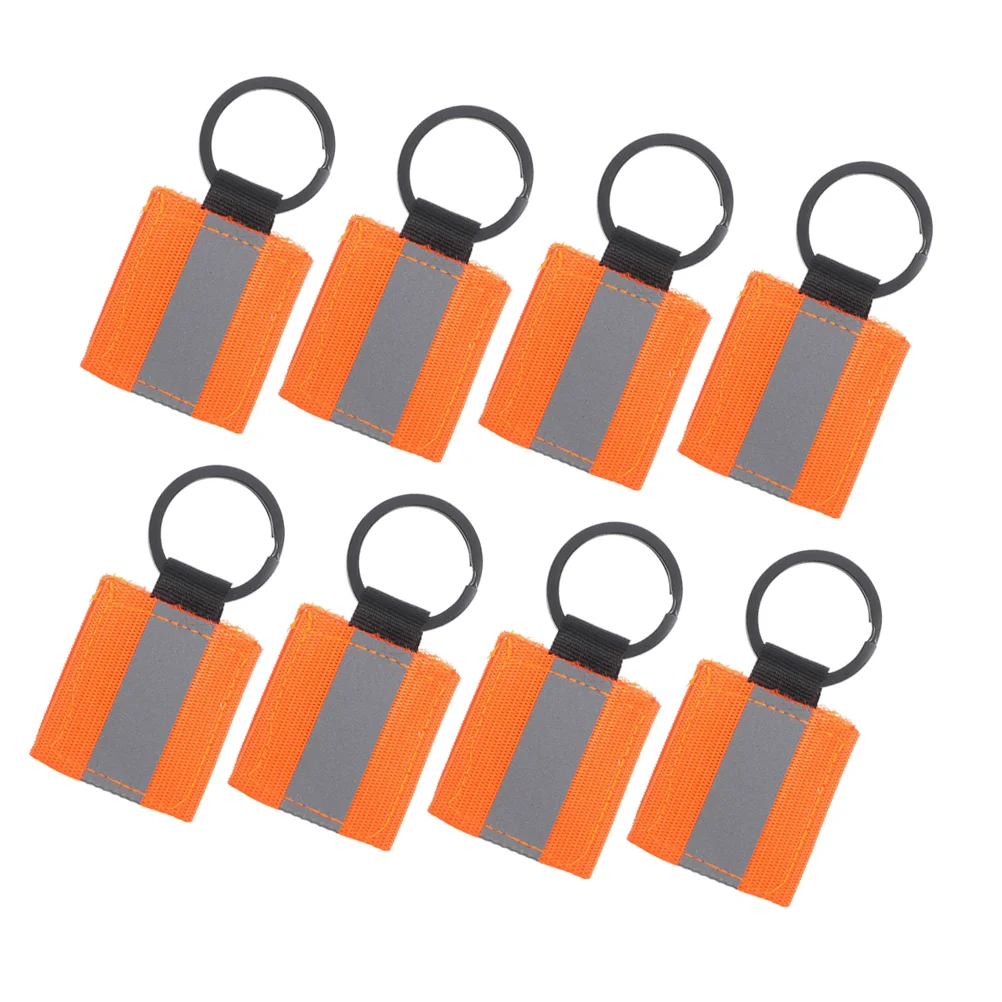 8 Pcs Reflective Keychain Ring Backpack Accessories Label Bag Charm Aluminum Alloy Strap