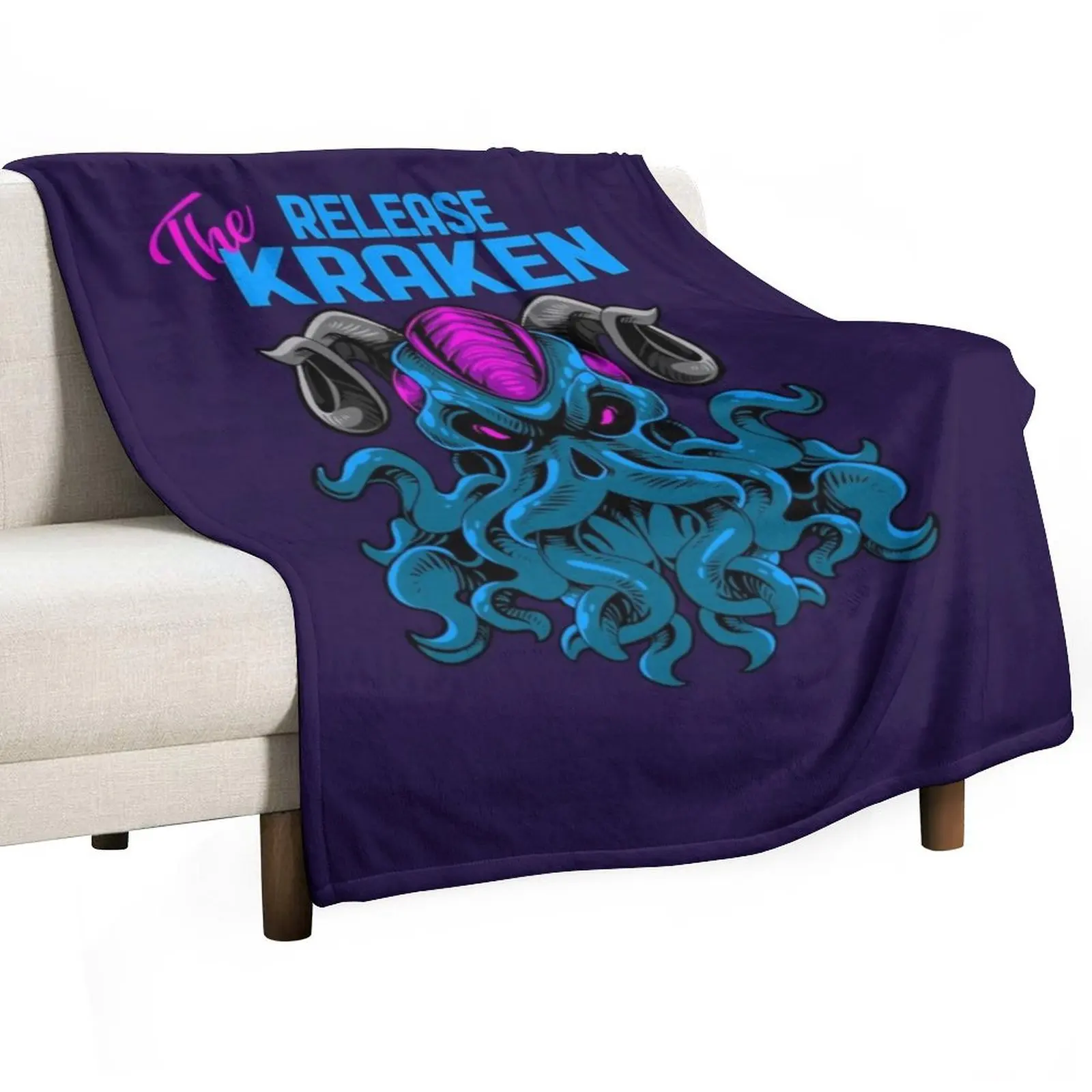 Kraken Sea Monster Vintage Release the Kraken Giant Kraken Throw Blanket Hair Luxury Brand Custom Decorative Sofas Blankets