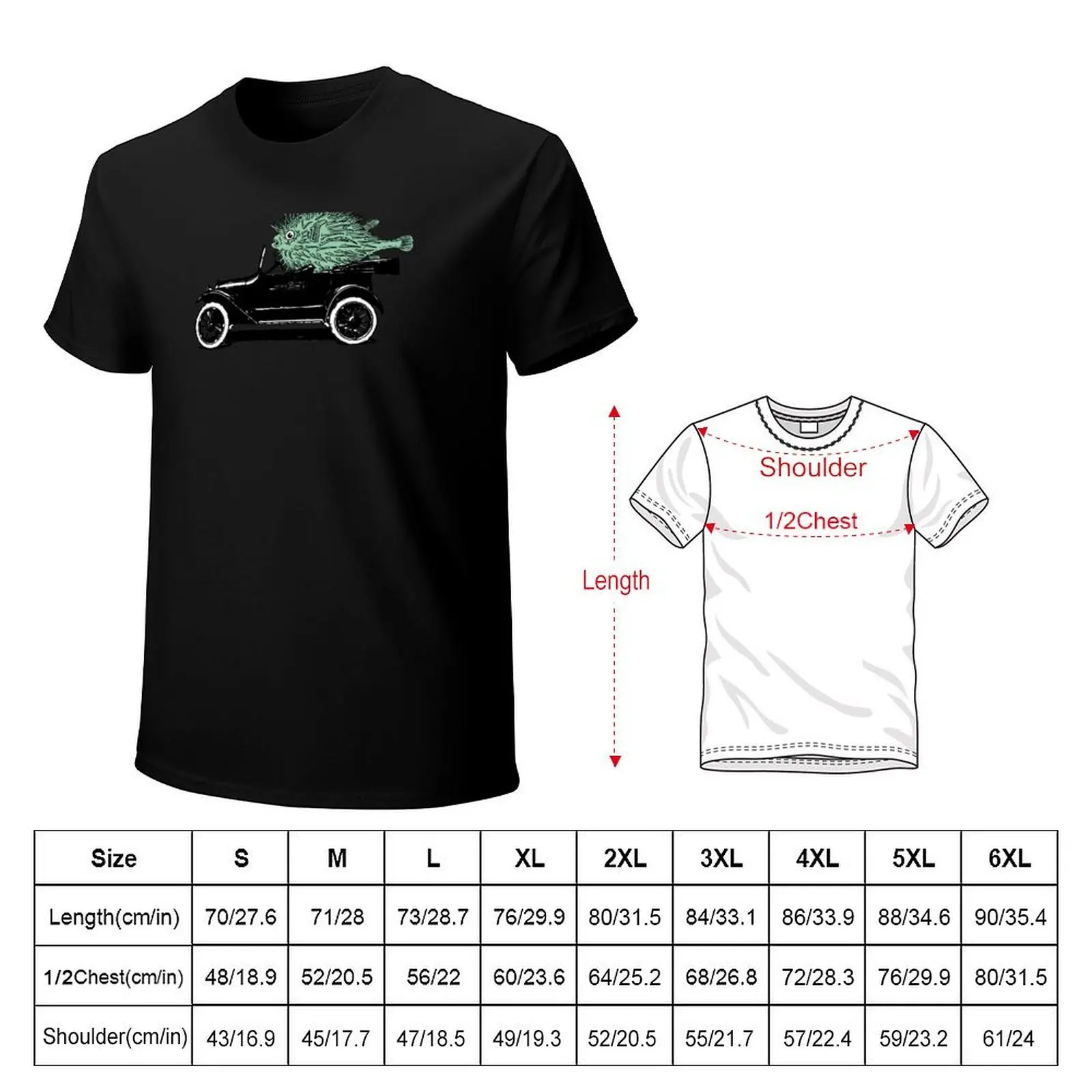 Puffer Fish Joyriding In An Antique Car T-Shirt Casual Everyday Wear T-Shirt