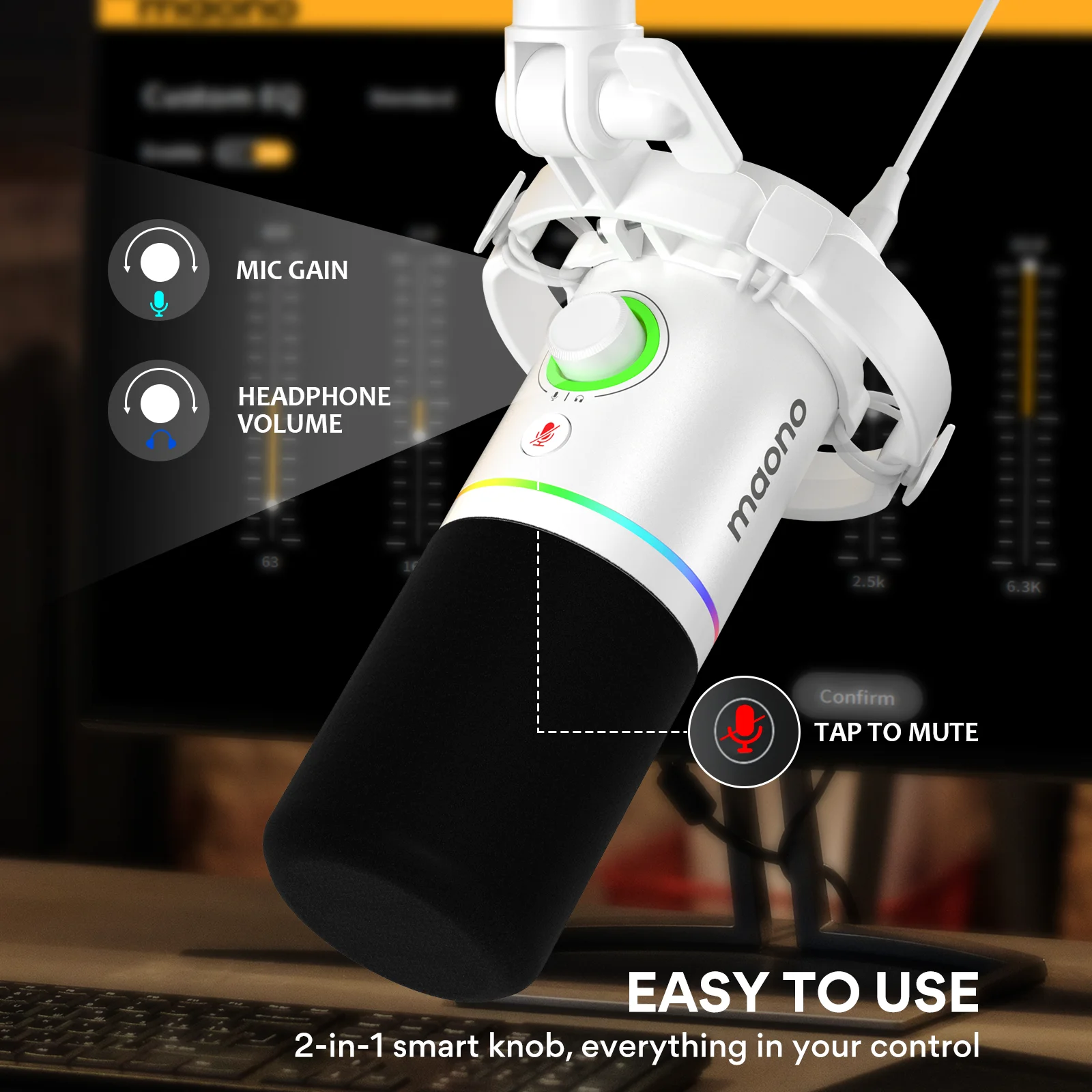 MAONO PD200XS XLR/USB Dynamic Microphone with Arm Stand RGB