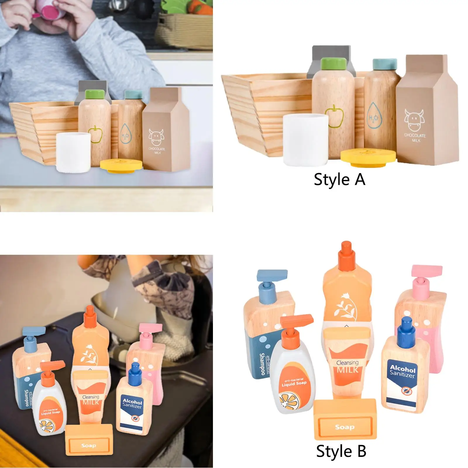 

Wooden Breakfast Play Kitchen Set for Kids - Interactive Food Toy