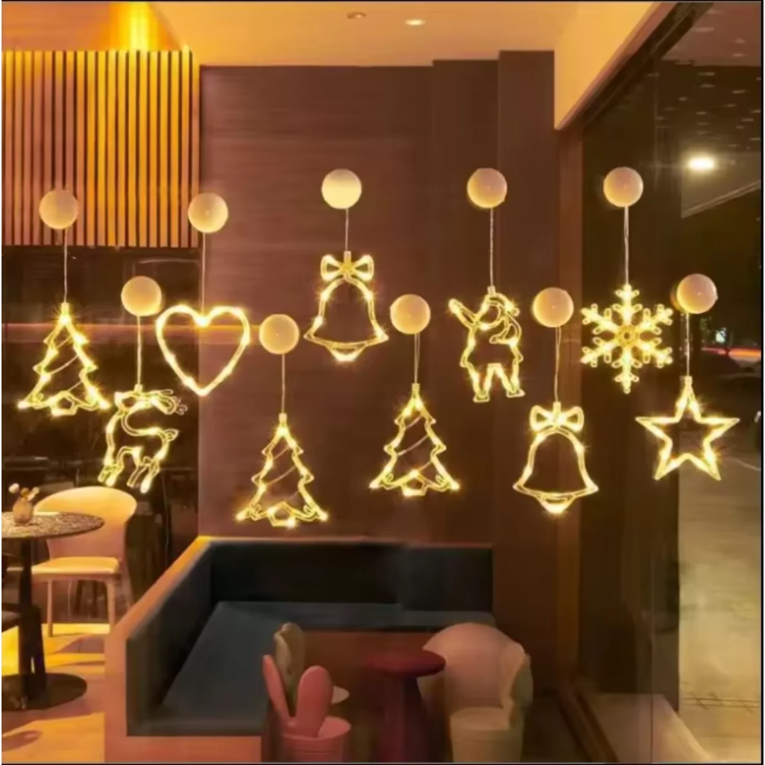 Santa Claus  Snowflake Christmas Tree Sucker Glow Lamp Wall Room Party Wedding Ornaments Led Window Hanging Lights