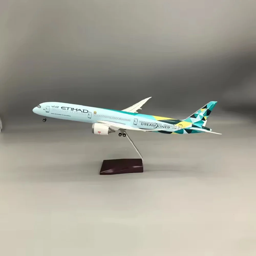 1/145 Scale Aircraft Etihad B787-10 Dreamliner 43CM Resin airplane toy Model for Adult Aviation Souvenir Plane Gift Pre-Built