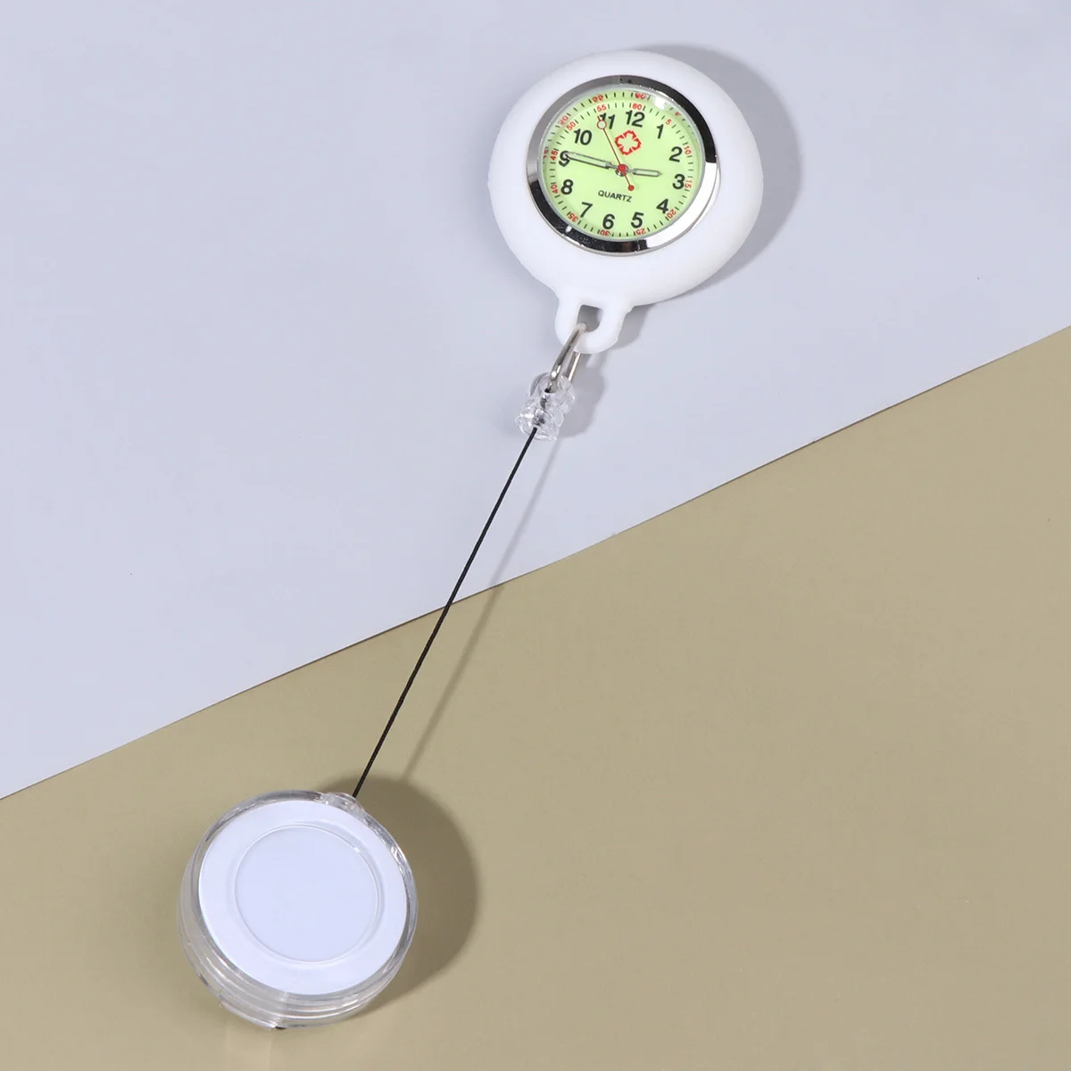 ممرضة جيب أبيض لتعليق ساعة الجيب النساء الرجال الطلاب كليب على شارة بكرة معلقة فوب ساعة خفيفة الوزن