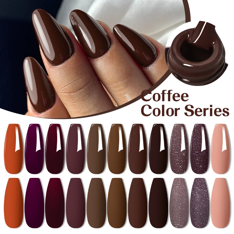 3 Pz/set Colore Caffè Gel Nail Polish Autunno Inverno Serie Rosso Marrone Ibrido Vernice A Soak Off UV/LED Gel Nail Art Kit Manicure
