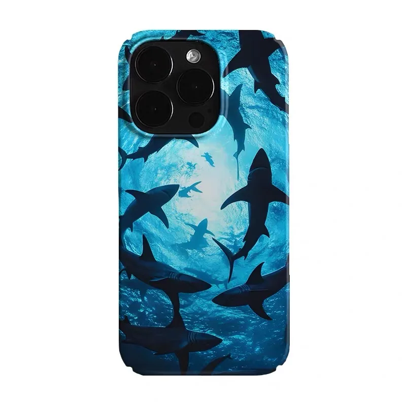 

Ins Korean Sharks in The Blue Sea Case for IPHONE 17 16ProMax 15 14 13 12 11PRO Plus Acrylic TPU Two in One Magnetic Phone Cases