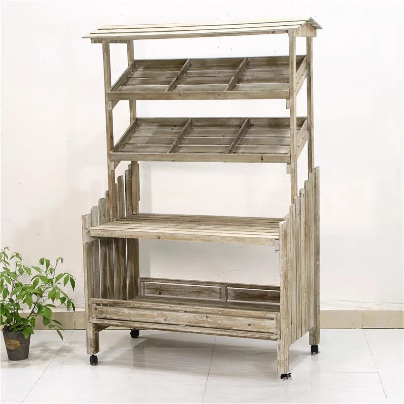 Solid wood workbench Gardening tool storage Finishing rack Balcony shelf Outdoor preservative wood courtyard