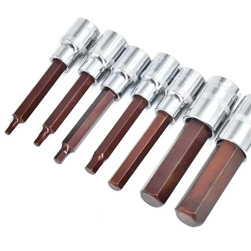 100mm Long 1/2 Inch Drive Metric Hex Allen Key Bit Socket Metric H4 H5 H6 H7 H8 H10 H12 H14 H17 H19