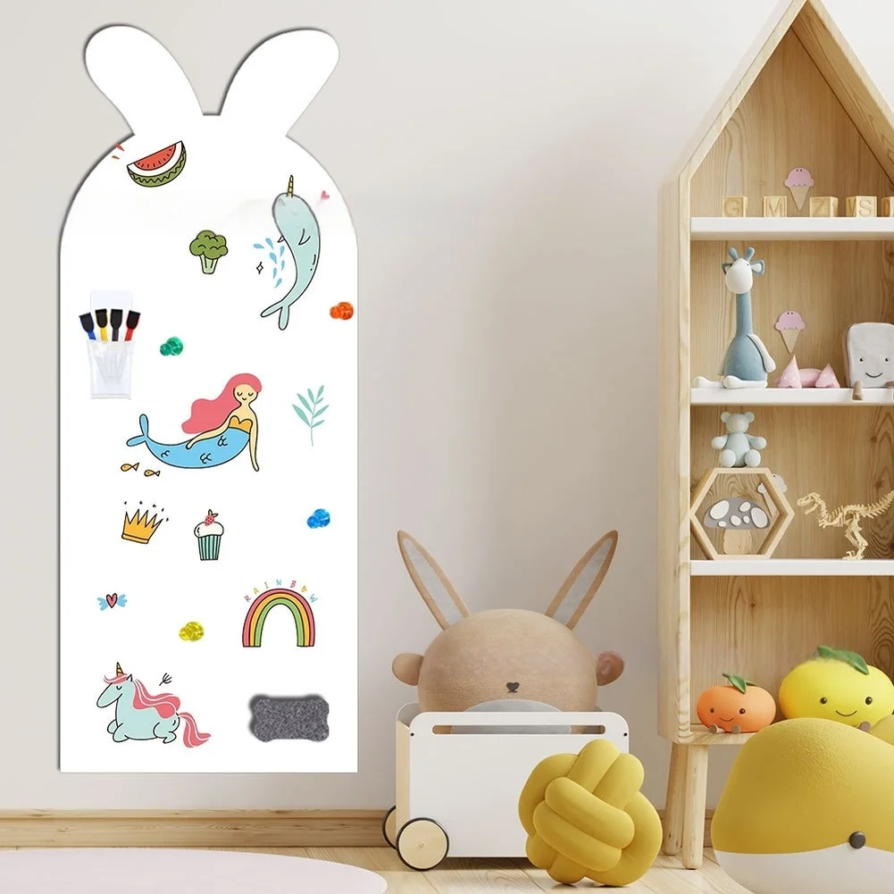 Wall Sticker Magnetic Chalkboard Multifunctional Use Child-safe PET Material Complete Creative Play Kit Nursery Decor