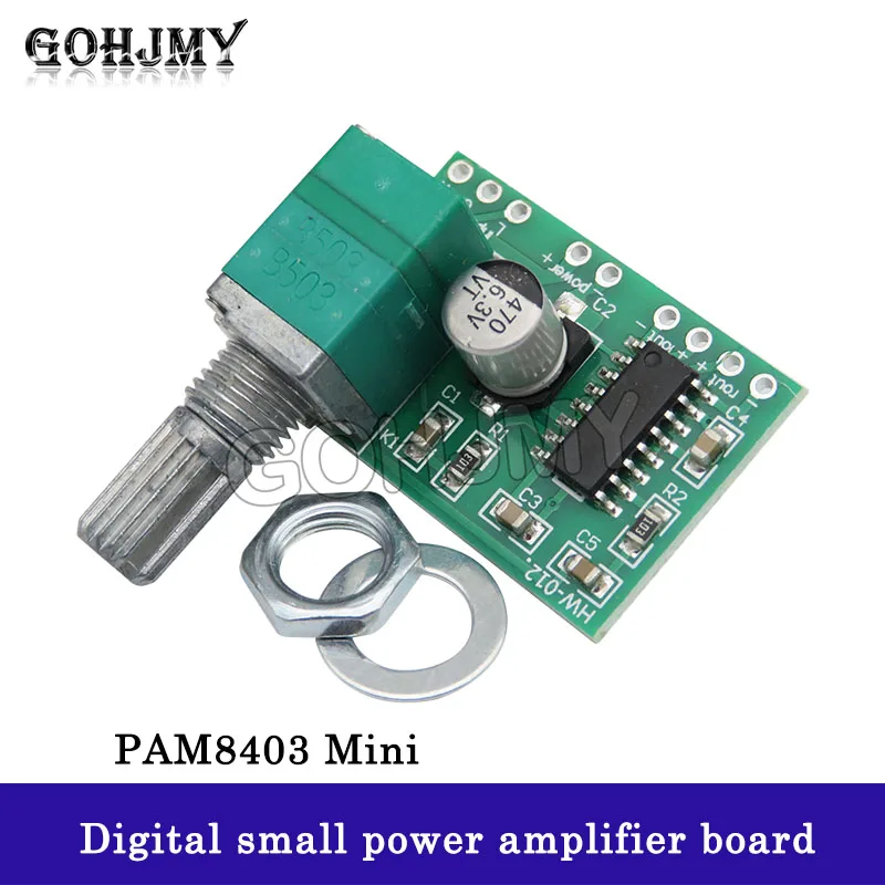 PAM8403 mini 5V digital small power amplifier board with switch Potentiometer, USB power supply, good sound effect GOHJMY