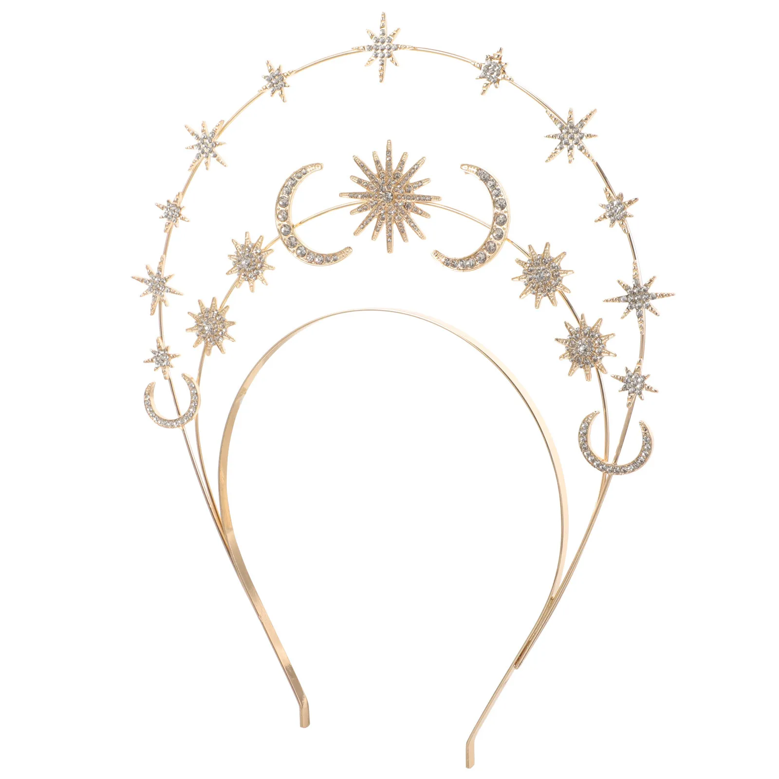 

Moon Star Headband Women Layered Metal Crown For Wedding Party Prom Bridal Hair Accessories Headband For