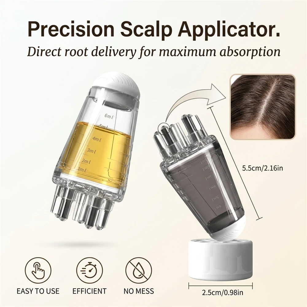 6ml Scalp Applicator Liquid Comb 5 Roller Ball Teeth Hair Oil Dispenser 5 Massage Pillars Minoxidil Hair Growth Massager Brush
