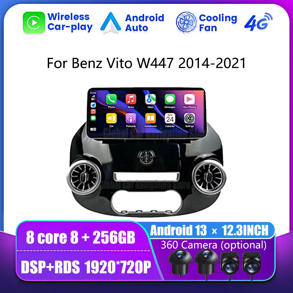 

12.3 Inch Android 13 Car Radio For Benz Vito W447 2014-2021 Stereo Receiver GPS Navigation DSP Video Carplay Player NO 2DIN DVD