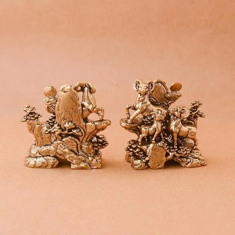San Yang Kai Tai Ornamente ziehen Reichtum an, Heim- und Schreibtisch-Tee-Tier-Ornamente, Feng Shui, Glücksbringer für Heim- und Bürodekoration, Geschenke – Detail 3