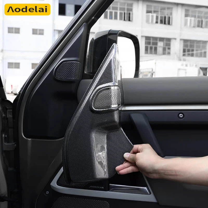 Carbon Fiber Car Front Door A-pillar Speaker Horn Cover All-inclusive Audio Protection Shell For Land Rover Defender 2020-2025