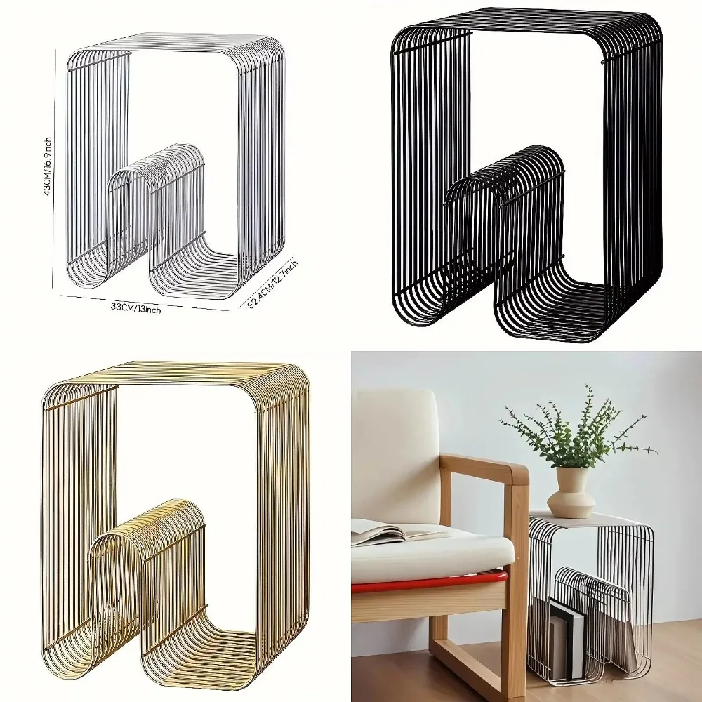 Modern Scandinavian Metal Coffee Table, Stylish Minimalist Style Side Table, with Storage Space for Living Room
