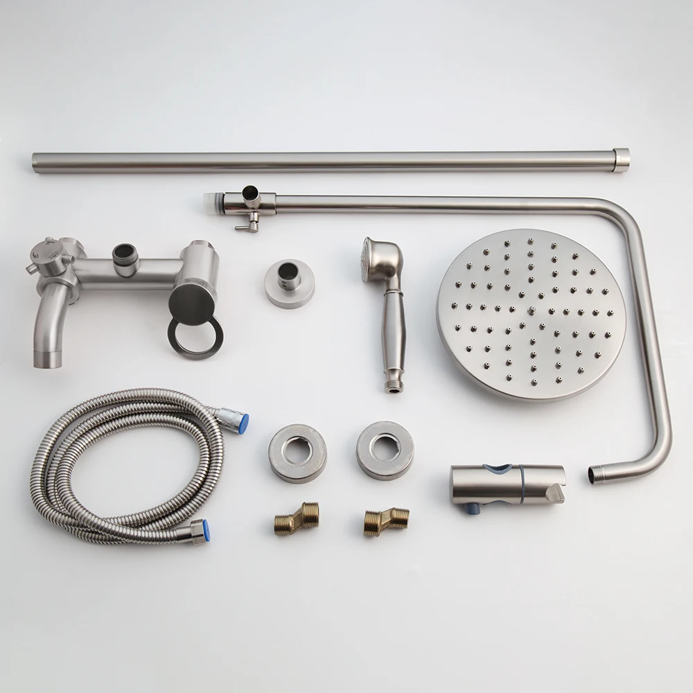 JIENI 8 بوصة النيكل نحى دش صنبور 3 طرق الحائط المطر حوض الاستحمام دش رئيس يده رذاذ الحمام خلاط دش مجموعة