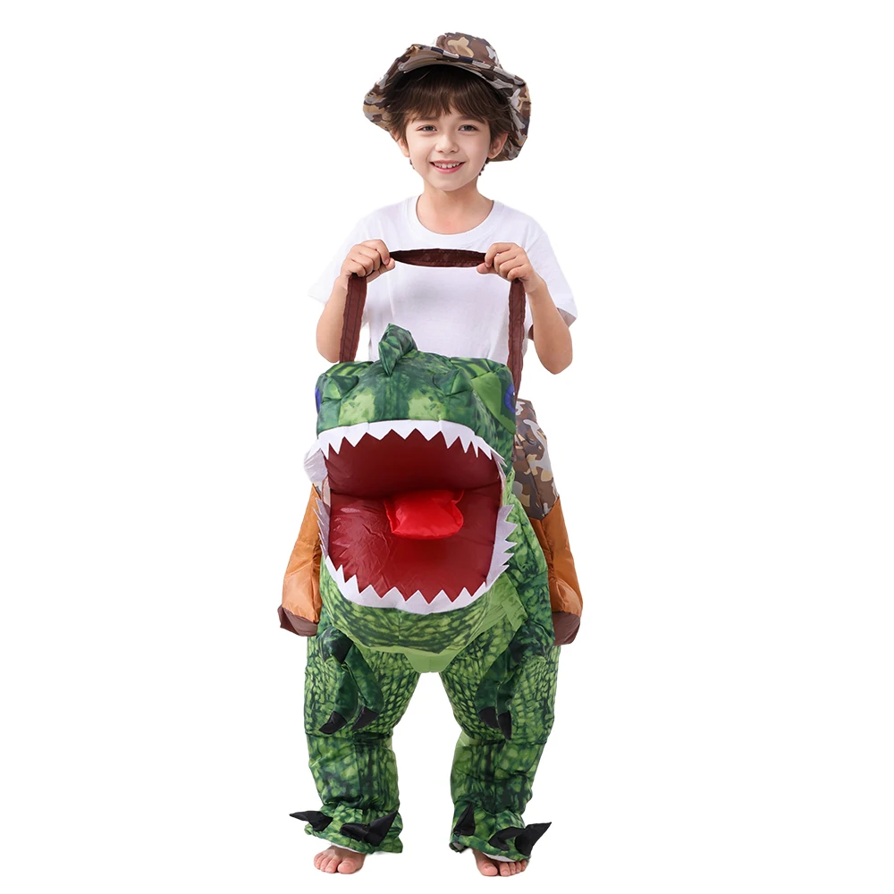 Adult Child Boys Girls Funny Inflatable Dinosaur Costume Riding Tyrannosaurus Rex Cosplay Fancy Dress Kids Halloween Party