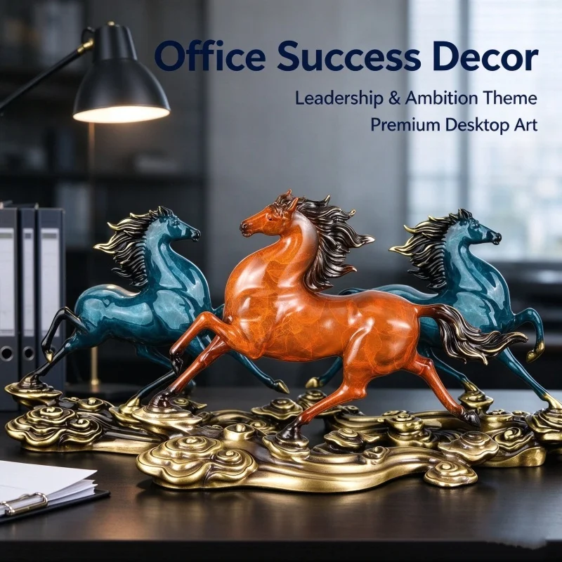 Brass Running Horse Statue Cloud Base Metal Craft Zodiac Horse Figurine Home Office Tabletop Decor Collectible Art Gift Ornament