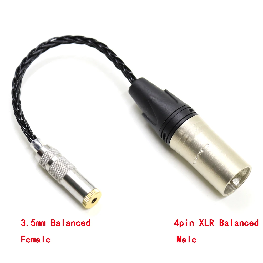 

8-ядерный посеребренный 4-контактный XLR сбалансированный штекер на 3,5 мм TRRS сбалансированный женский аудиокабель-адаптер XLR на разъем 3,5 DIY