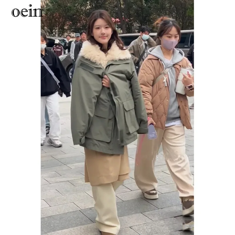 Chaqueta Parkour de mujer de asalto verde militar del mismo estilo, chaqueta de algodón de lana de cordero