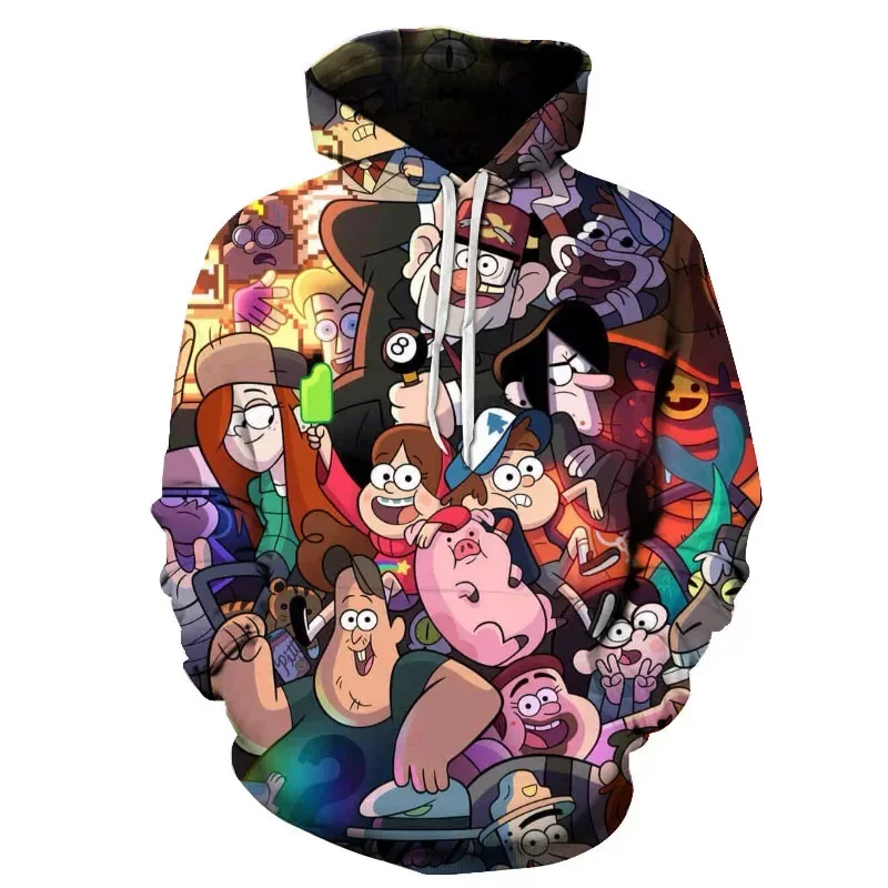 Gravity Falls Boys Girls Hoodies MINISO Men's Hoodies 3D Printed Pullovers Oversized New Men's Hoodies Disney Men's Clothing