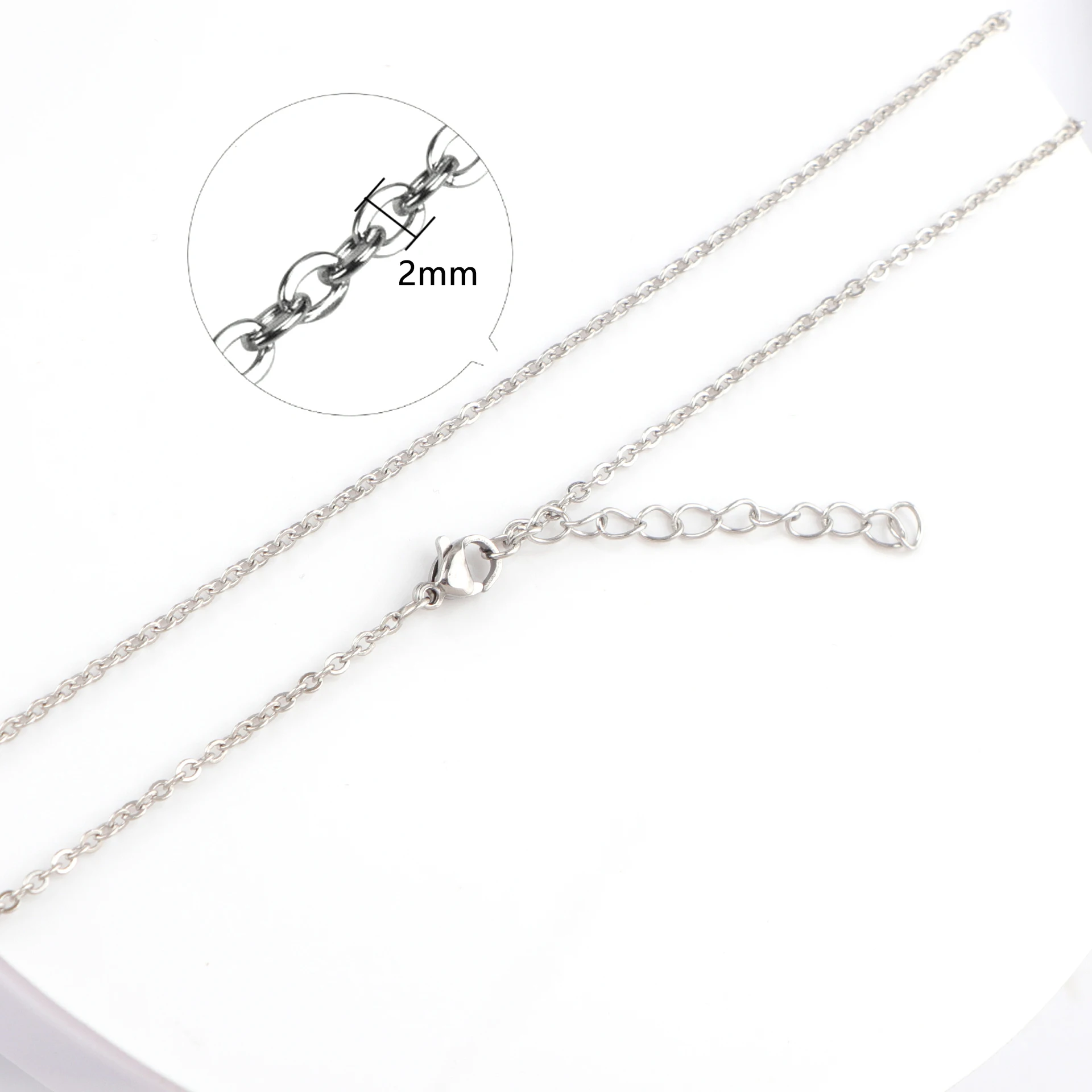 30pcs/lot 45+5cm Stainless Steel Link Chains in Bulk Necklaces Adjustable Chains Tail Chain for DIY Jewelry Making Wholesale