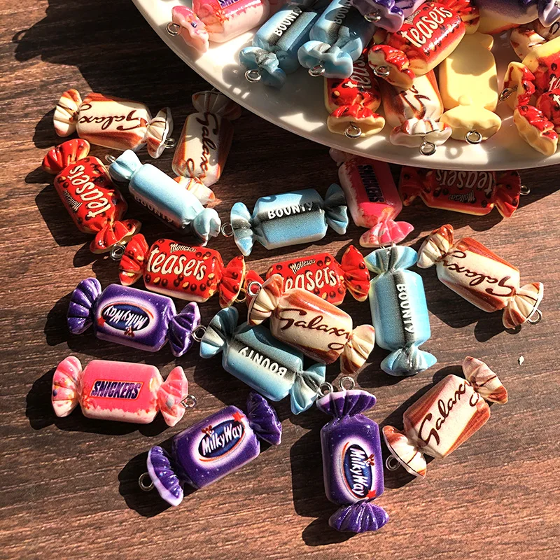 30pcs Valentine Day Chocolate Candy Resin Charms Bulk Wholesale Cartoon Sweets Pendant DIY For Earring Jewelry Make